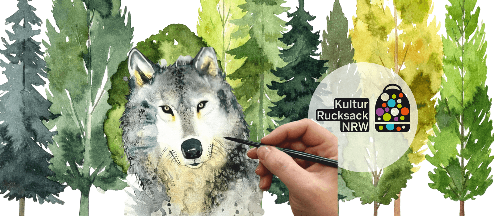 Titelbild für „WOLFSPUR - Das Aquarell-Werwolfspiel“