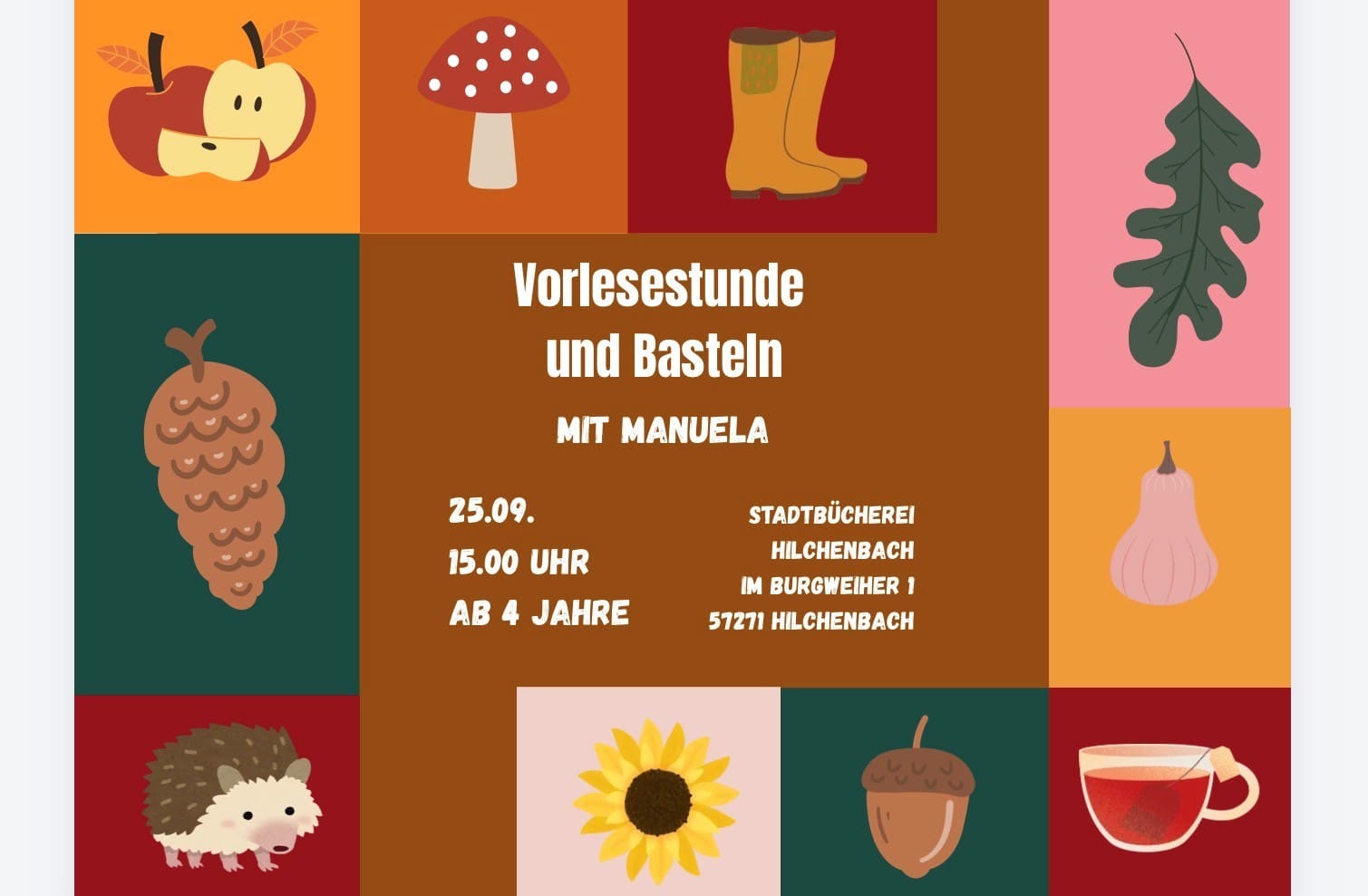 Titelbild für Vorlesestunde mit Basteln