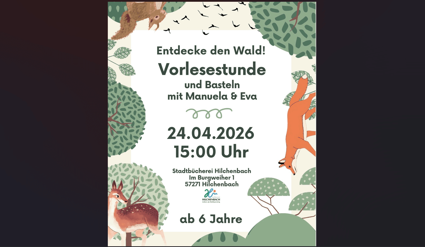 Titelbild für Entdecke den Wald! - Vorlesestunde